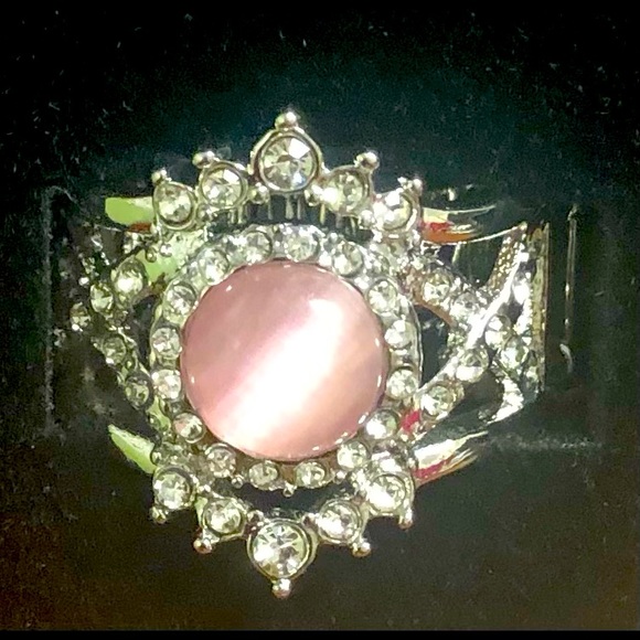 Pink Cat Eye Ring with Rhinestones - Picture 1 of 1